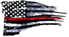 Load image into Gallery viewer, Tattered Thin Red Line Distressed American Flag For Firefighters