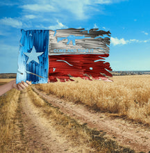 Load image into Gallery viewer, Tattered Texas Come and Take it Flag Custom Metal Wall Art 24&quot;