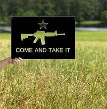 Load image into Gallery viewer, Come and Take it AR-15 Metal Flag Custom Gun Metal Wall Art 24&quot;