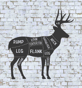 Deer Processing Sign, Deer Meat Cut Chart, Venison Butcher Diagram, Venison Meat Cuts, Wall Art Metal Sign