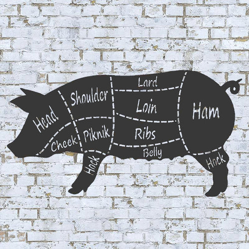 Pig Butcher Shop Sign, Pig, Pork Meat Chart, Pork Butcher Diagram, Pork Meat Cuts, Wall Art Metal Sign