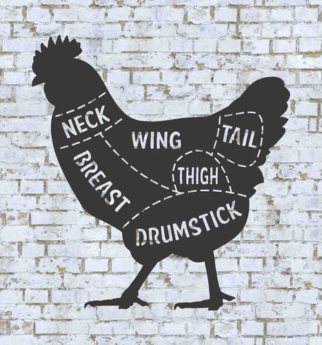 Chicken Butcher Shop Sign, Chicken Meat Chart, Chicken Butcher Diagram, Meat Cuts, Kitchen Wall Art Metal Sign
