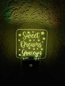Personalized LED Sweet Dreams Night Light | 7 Color Changing | Plug in Night Light | Name Light | Children's Night Light | Kids Room Light