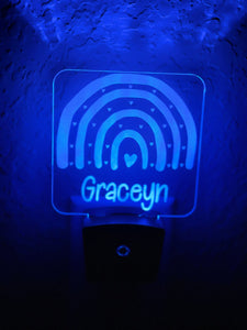 Personalized LED Rainbow Night Light | 7 Color Changing | Plug in Night Light | Name Light | Children's Night Light | Kids Room Light