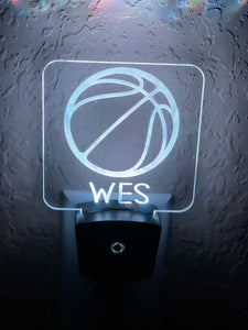 Personalized LED Basketball Night Light | 7 Color Changing | Plug in Night Light | Name Light | Children's Night Light | Kids Room Light