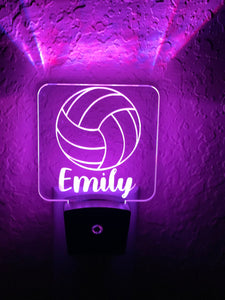 Personalized LED Volleyball Night Light | 7 Color Changing | Plug in Night Light | Name Light | Children's Night Light | Kids Room Light