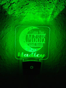 Personalized LED I Love You to the Moon & Back Night Light | 7 Color Changing | Plug in Night Light | Name Light | Night Light | Kids Light