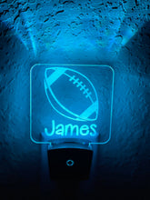 Load image into Gallery viewer, Personalized LED Football Night Light | 7 Color Changing | Plug in Night Light | Name Light | Children&#39;s Night Light | Kids Room Light