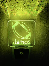 Load image into Gallery viewer, Personalized LED Football Night Light | 7 Color Changing | Plug in Night Light | Name Light | Children&#39;s Night Light | Kids Room Light