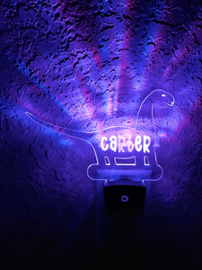 Personalized LED Brachiosaurus Dinosaur Night Light | 7 Color Changing | Plug in Night Light | Name Light | Children's Light | Room Light