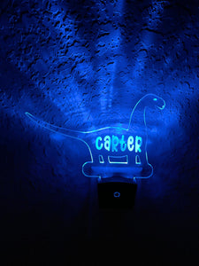 Personalized LED Brachiosaurus Dinosaur Night Light | 7 Color Changing | Plug in Night Light | Name Light | Children's Light | Room Light