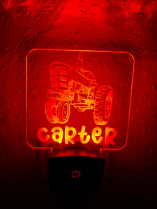 Personalized LED Tractor Night Light | 7 Color Changing | Plug in Night Light | Name Light | Children's Night Light | Kids Room Light