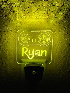 Personalized LED Super Nintendo NES Controller Night Light | 7 Color Changing | Plug in Night Light | Name Light | Kids Room Light