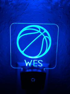 Personalized LED Basketball Night Light | 7 Color Changing | Plug in Night Light | Name Light | Children's Night Light | Kids Room Light