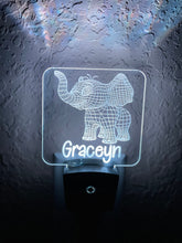Load image into Gallery viewer, Personalized LED Baby Elephant 3D Night Light | 7 Color Changing | Plug in Night Light | Name Light | Children&#39;s Night Light | Room Light