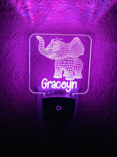 Load image into Gallery viewer, Personalized LED Baby Elephant 3D Night Light | 7 Color Changing | Plug in Night Light | Name Light | Children&#39;s Night Light | Room Light