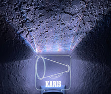 Load image into Gallery viewer, Personalized LED Cheer Megaphone Night Light | 7 Color Changing | Plug in Night Light | Name Light | Children&#39;s Night Light | Kids Light
