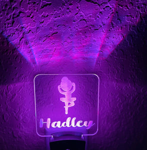 Personalized LED Ballerina Night Light | 7 Color Changing | Plug in Night Light | Name Light | Children's Night Light | Kids Room Light