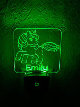 Load image into Gallery viewer, Personalized LED Unicorn Night Light | 7 Color Changing | Plug in Night Light | Name Light | Children&#39;s Night Light | Kids Room Light