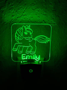 Personalized LED Unicorn Night Light | 7 Color Changing | Plug in Night Light | Name Light | Children's Night Light | Kids Room Light