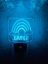 Load image into Gallery viewer, Personalized LED Rainbow &amp; Clouds Night Light | 7 Color Changing | Plug in Night Light | Name Light | Children&#39;s Night Light | Room Light