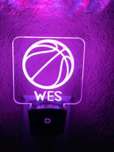 Personalized LED Basketball Night Light | 7 Color Changing | Plug in Night Light | Name Light | Children's Night Light | Kids Room Light