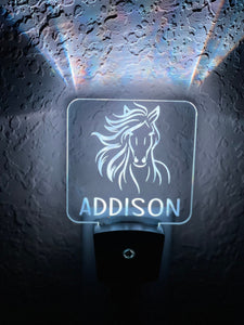 Personalized LED Horse Night Light | 7 Color Changing | Plug in Night Light | Name Light | Children's Night Light | Kids Room Light