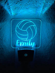 Personalized LED Volleyball Night Light | 7 Color Changing | Plug in Night Light | Name Light | Children's Night Light | Kids Room Light