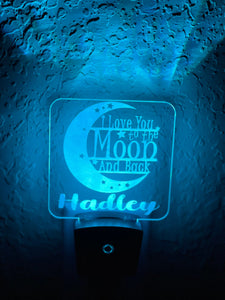 Personalized LED I Love You to the Moon & Back Night Light | 7 Color Changing | Plug in Night Light | Name Light | Night Light | Kids Light