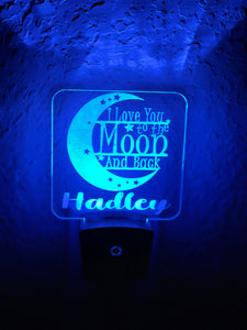 Personalized LED I Love You to the Moon & Back Night Light | 7 Color Changing | Plug in Night Light | Name Light | Night Light | Kids Light