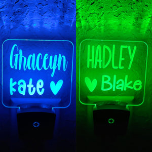Personalized LED Name Night Light | 7 Color Changing | Plug in Night Light | Name Light | Children's Night Light | Kids Room Light