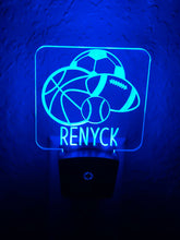 Load image into Gallery viewer, Personalized LED Sports Balls Night Light | 7 Color Changing | Plug in Night Light | Name Light | Children&#39;s Night Light | Kids Room Light