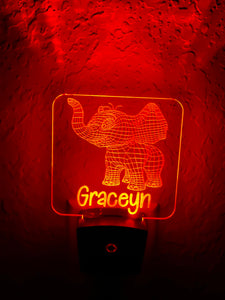 Personalized LED Baby Elephant 3D Night Light | 7 Color Changing | Plug in Night Light | Name Light | Children's Night Light | Room Light