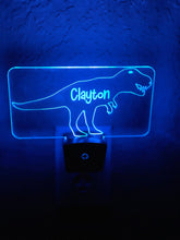 Load image into Gallery viewer, Personalized LED T-Rex Dinosaur Night Light | 7 Color Changing | Plug in Night Light | Name Light | Children&#39;s Night Light | Kids Room Light