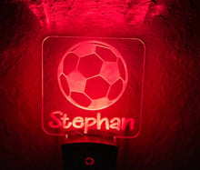 Load image into Gallery viewer, Personalized LED Soccer Ball 3D Night Light | 7 Color Changing | Plug in Night Light | Name Light | Children&#39;s Night Light | Room Light