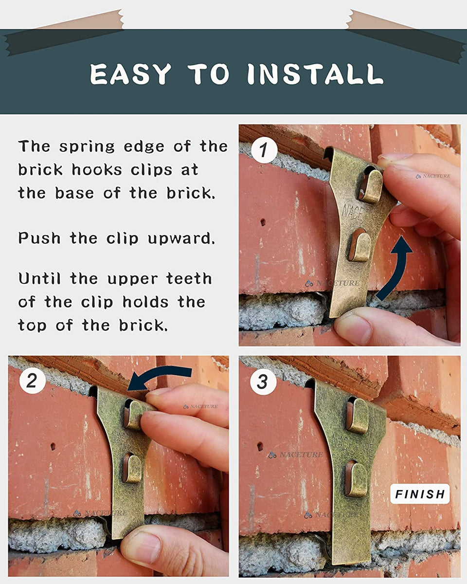 Brick Hook Clips - for Hanging Pictures, Metal Brick Hangers | Brick F ...