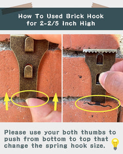 Brick Hook Clips - for Hanging Pictures, Metal Brick Hangers | Brick Fireplace Hooks for hanging decorations with out drilling into brick