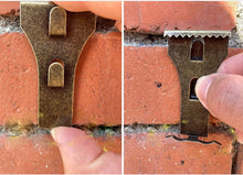 Load image into Gallery viewer, Brick Hook Clips - for Hanging Pictures, Metal Brick Hangers | Brick Fireplace Hooks for hanging decorations with out drilling into brick