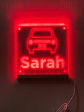 Load image into Gallery viewer, Rideshare Delivery Driver Custom Name LED Window Sign | Car Driver Window LED Light Up Sign | 7 Color Changing | USB Powered Uber Lyft