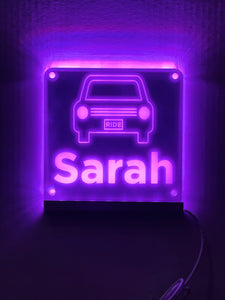 Rideshare Delivery Driver Custom Name LED Window Sign | Car Driver Window LED Light Up Sign | 7 Color Changing | USB Powered Uber Lyft