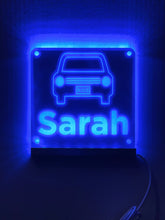 Load image into Gallery viewer, Rideshare Delivery Driver Custom Name LED Window Sign | Car Driver Window LED Light Up Sign | 7 Color Changing | USB Powered Uber Lyft