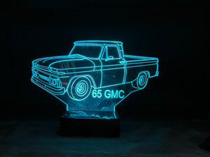 65 GMC Pickup Truck 3D LED Color Changing Desk Lamp, Night Light, Man Cave Light | Customizable | Rechargeable Corded or Cordless