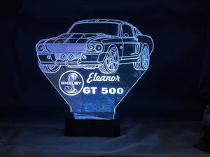 67 Shelby GT500 Eleanor 3D LED Color Changing Desk Lamp, Night Light, Man Cave Light | Customizable | Rechargeable Corded or Cordless
