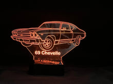 Load image into Gallery viewer, 69 Chevelle 3D LED Color Changing Desk Lamp, Night Light, Man Cave Light | Customizable | Rechargeable Corded or Cordless