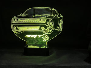 2021 Dodge Challenger SRT 3D LED Color Changing Desk Lamp, Night Light, Man Cave Light | Customizable | Rechargeable Corded or Cordless