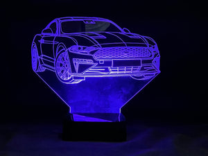 2021 Mustang 3D LED Color Changing Desk Lamp, Night Light, Man Cave Light | Customizable | Rechargeable Corded or Cordless