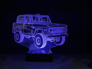 66-77 Ford Bronco 3D LED Color Changing Desk Lamp, Night Light, Man Cave Light | Customizable | Rechargeable Corded or Cordless