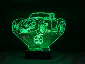 Shelby Cobra 3D LED Color Changing Desk Lamp, Night Light, Man Cave Light | Customizable | Rechargeable Corded or Cordless