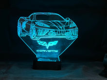 Load image into Gallery viewer, C8 Corvette 3D LED Color Changing Desk Lamp, Night Light, Man Cave Light | Customizable | Rechargeable Corded or Cordless