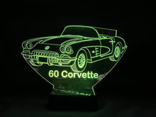 Load image into Gallery viewer, 60 Corvette Convertible 3D LED Color Changing Desk Lamp, Night Light, Man Cave Light | Customizable | Rechargeable Corded or Cordless